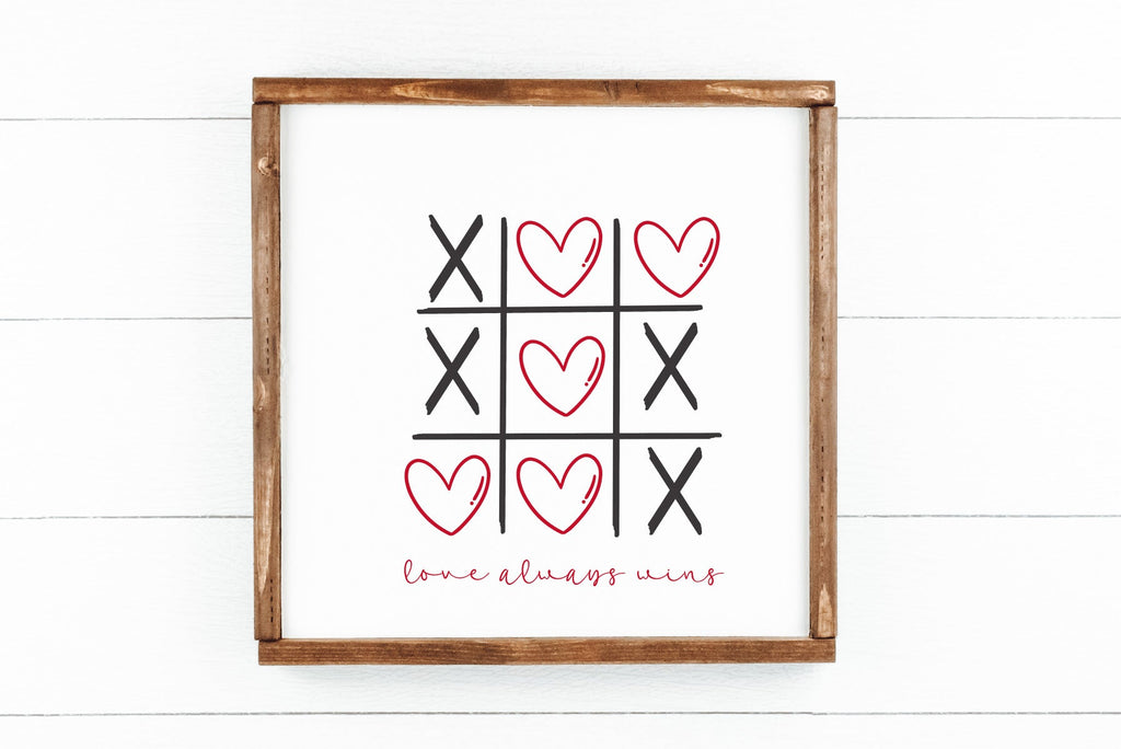 Love Always Wins SVG-Valentine's SVG-Tic Tac Toe SVG - So Fontsy