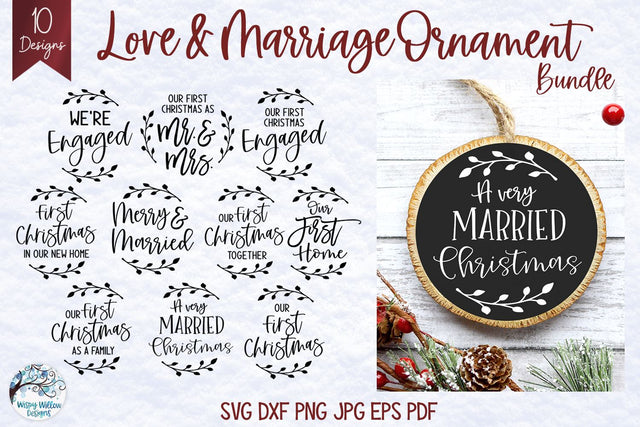 Love and Marriage Ornaments Bundle SVG Wispy Willow Designs 