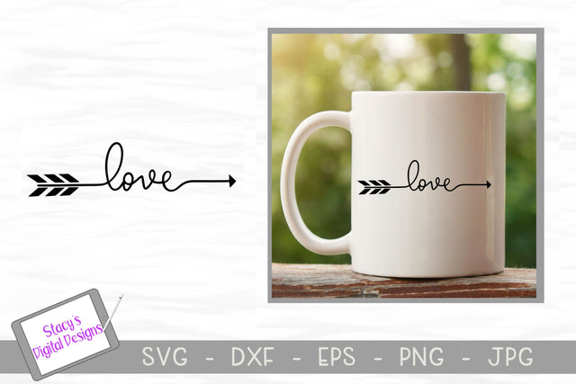 Love arrow SVG - handlettered love SVG File SVG Stacy's Digital Designs 