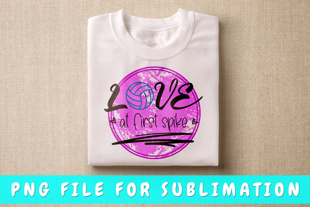 Love At First Spike PNG, Volleyball Design For Sublimation Sublimation HappyDesignStudio 