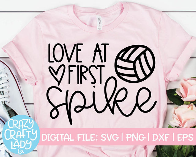 Love at First Spike | Volleyball SVG Cut File SVG Crazy Crafty Lady Co. 