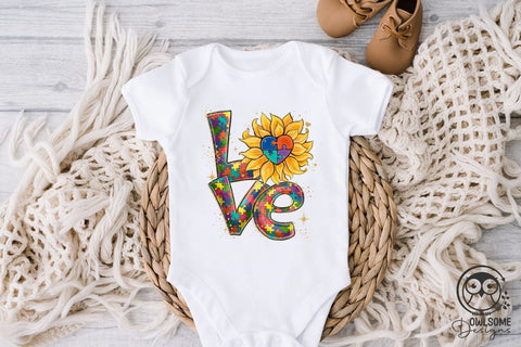 Love Autism Sunflower PNG Sublimation Sublimation Owlsome.Designs 