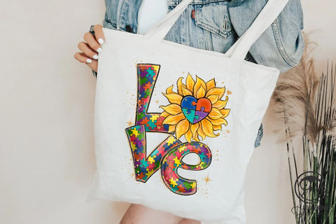 Love Autism Sunflower PNG Sublimation Sublimation Owlsome.Designs 