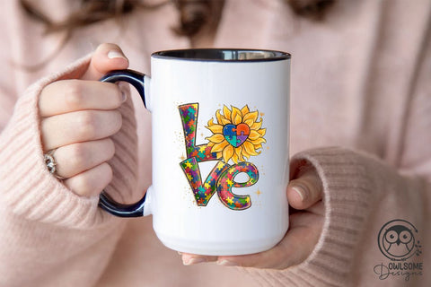 Love Autism Sunflower PNG Sublimation Sublimation Owlsome.Designs 