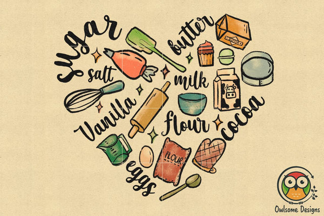 Love Bakery Sublimation PNG Designs Sublimation Owlsome.Designs 