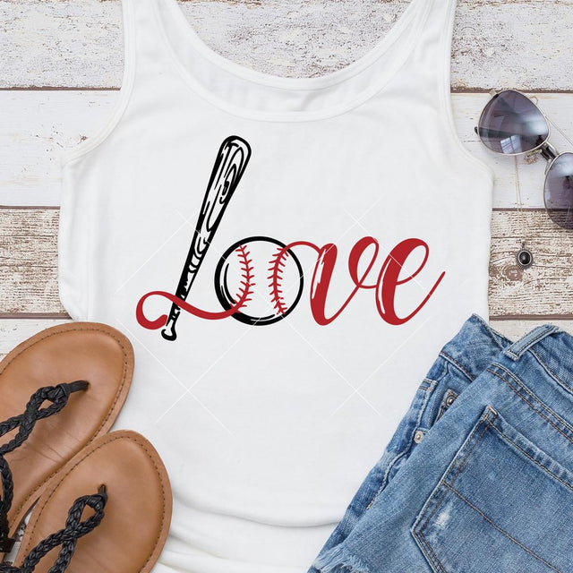 Love - Baseball Softball plate bat for shirt SVG Chameleon Cuttables 