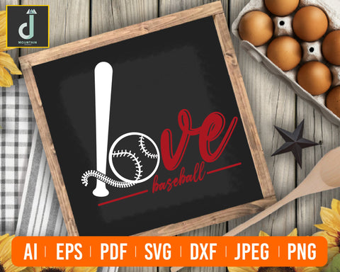 Love Baseball Svg, Baseball Heart Svg Files ,Mom svg, Softball Svg. Love Baseball Clipart vector, DXF Cut files, cricut cut files, Sport svg SVG Alihossainbd 