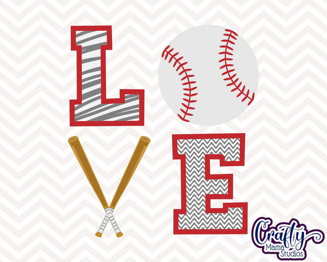 Love Baseball Svg SVG Crafty Mama Studios 