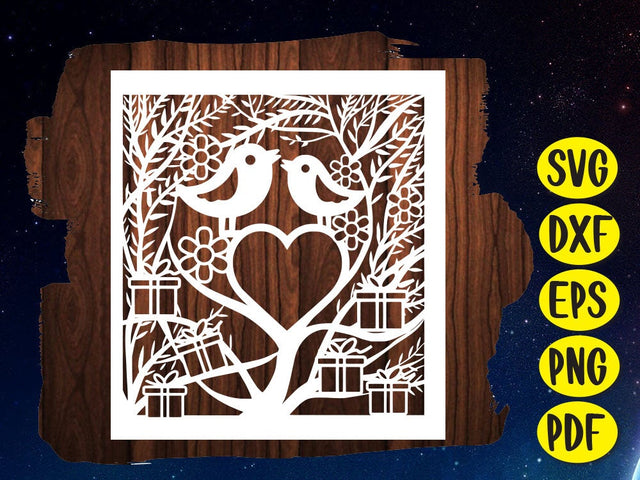 Love bird couple Heart Paper cut SVG Johan Ru designs 