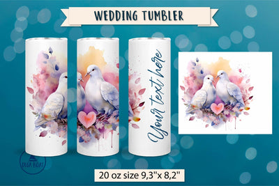 Love birds Wedding tumbler wrap sublimation Sublimation Olga Boat Design 