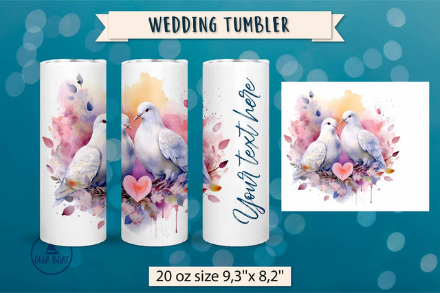 Love birds Wedding tumbler wrap sublimation Sublimation Olga Boat Design 