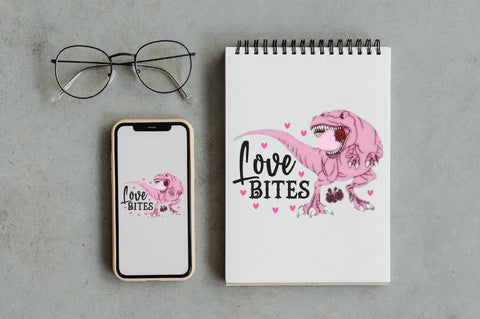 Love Bites T-Rex Valentine PNG Sublimation Jagonath Roy 