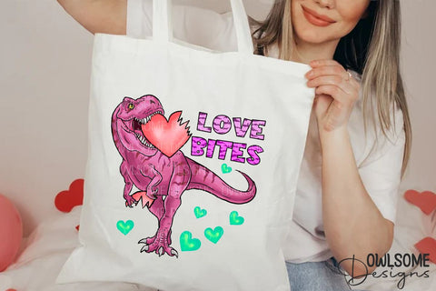Love Bites T-Rex Valentine PNG Sublimation Owlsome.Designs 