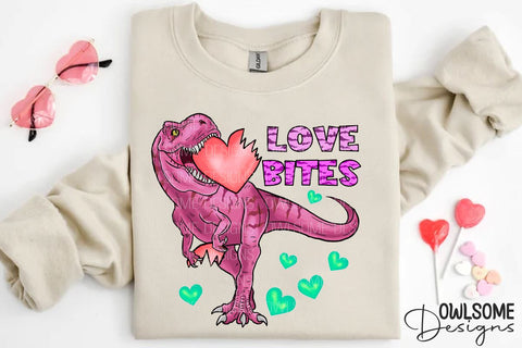Love Bites T-Rex Valentine PNG Sublimation Owlsome.Designs 