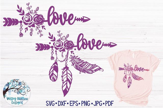 Love Boho Arrow SVG SVG Wispy Willow Designs 