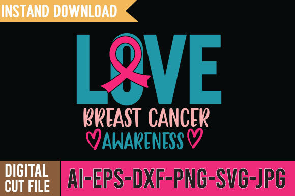 Love Breast Cancer Awarness SVG Cut File SVG BlackCatsMedia 