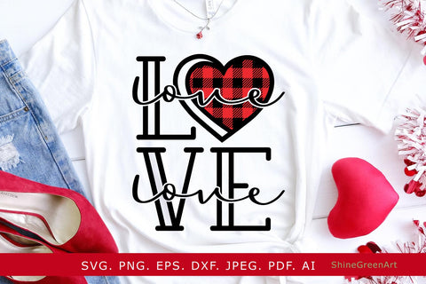 Love Buffalo Plaid Heart | Valentine's Day SVG Cut File SVG Shine Green Art 