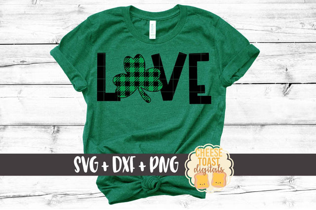 Love - Buffalo Plaid Shamrock - St. Patrick's Day SVG PNG DXF Cut Files SVG Cheese Toast Digitals 