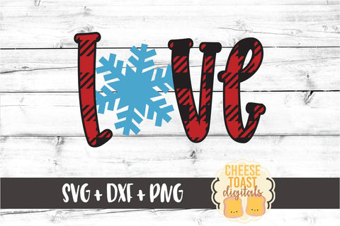 Love - Buffalo Plaid Snowflake Christmas SVG PNG DXF Cut Files SVG Cheese Toast Digitals 