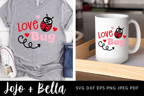 Love Bug SVG, Cute Valentine's Svg, Kid's Valentines Svg, Ladybird Svg, Valentines Quote Svg, Fun Valentines SVG, Svg files for Cricut, Sublimation Designs SVG Jojo&Bella 