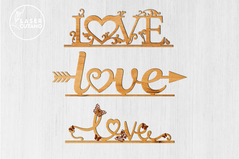 LOVE BUNDLE Laser Cut File SET OF 3 Valentines Multilayer Laser Cut Design, Multilayer Laser Cut Files, Mandala, Round Sign SVG, 3D Designs, Mini Design Bundles SVG LaserCutano 