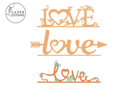 LOVE BUNDLE Laser Cut File SET OF 3 Valentines Multilayer Laser Cut Design, Multilayer Laser Cut Files, Mandala, Round Sign SVG, 3D Designs, Mini Design Bundles SVG LaserCutano 