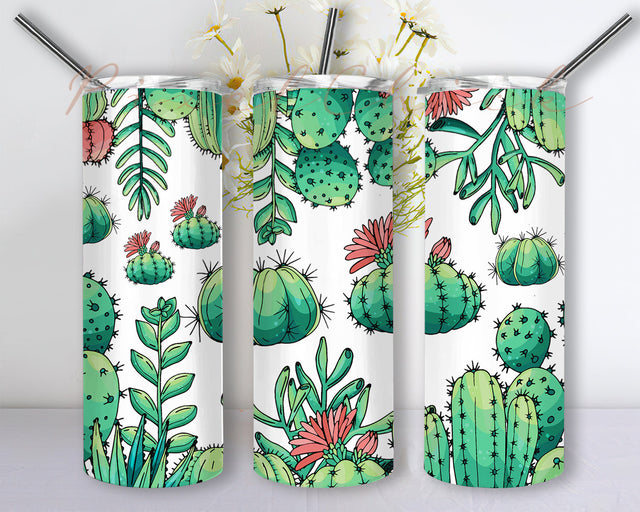 Love Cactus 20 oz Skinny Tumbler Wrap Png, Tumbler Png, Cactus Tumbler Png Sublimation, Instant Download Sublimation PixelChick 