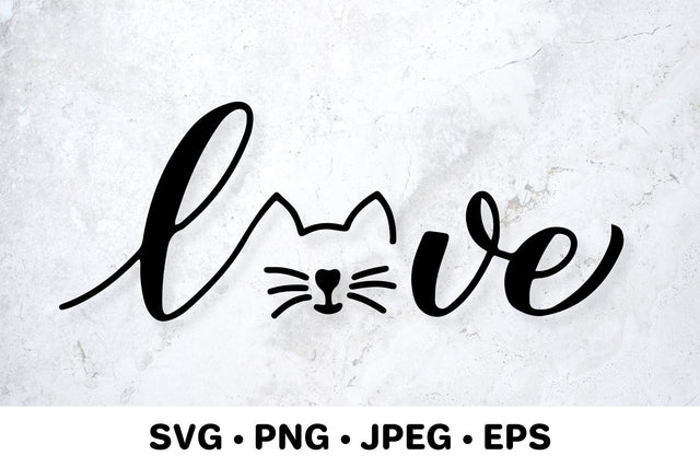 Love cat calligraphy lettering. Pet lover SVG LaBelezoka 