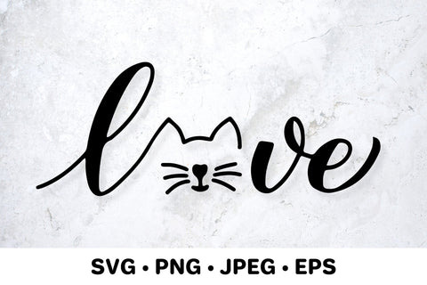 Love cat calligraphy lettering. Pet lover SVG LaBelezoka 