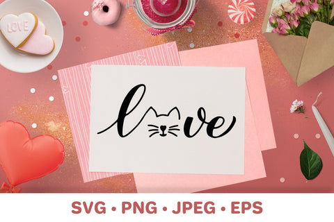 Love cat calligraphy lettering. Pet lover SVG LaBelezoka 