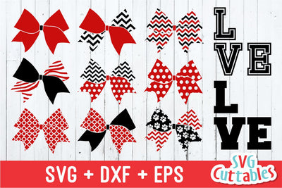 Love Cheer with Patterned Cheer Bows SVG Svg Cuttables 