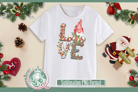 Love Christmas Gnome Sublimation Sublimation QueenBrat Digital Designs 