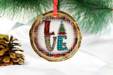 Love Christmas Ornament Sublimation I Holiday Ornament PNG Sublimation Happy Printables Club 