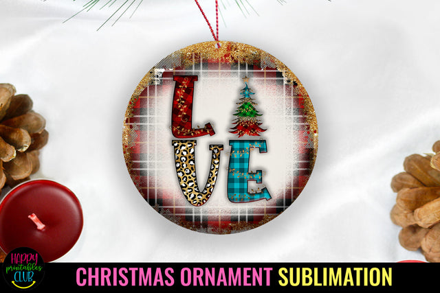Love Christmas Ornament Sublimation I Holiday Ornament PNG Sublimation Happy Printables Club 