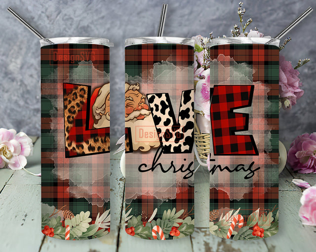 Love Christmas Santa Design Png, Christmas 20oz Skinny Tumbler, Christmas Buffalo Pliad Tumbler Wrap, Western Christmas Subimation Design, Inntans Download Sublimation DesignSVG 