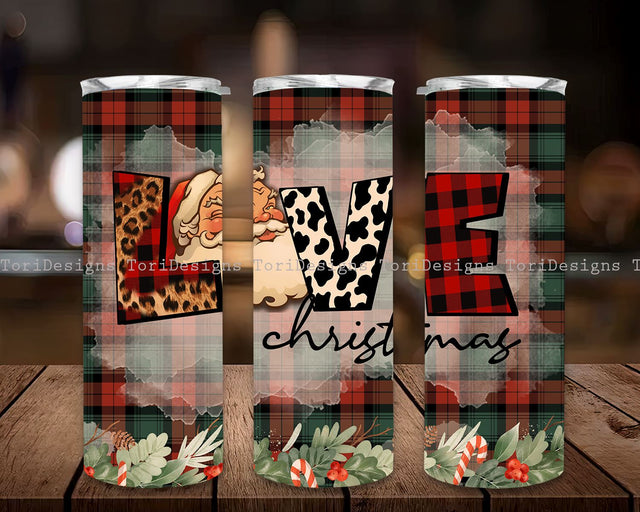Love Christmas Vintage Santa Straight Template, Digital Download, Christmas Santa Tumbler Wrap Seamless Sublimation Design Sublimation ToriDesigns 