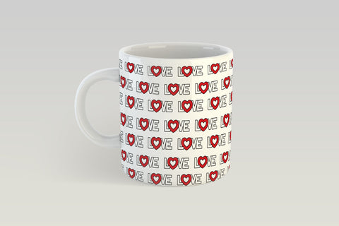 Love Coffee Mug Sublimation, Hearts Mug Wrap Sublimation. Sublimation Elinorka 