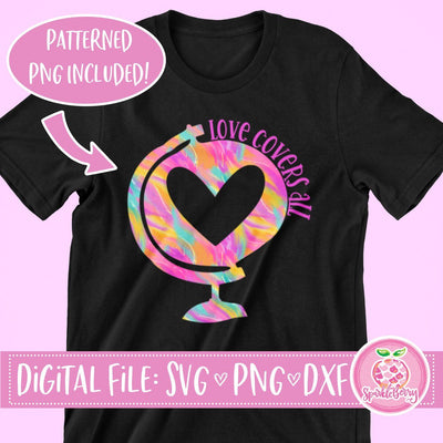 Love Covers All Globe SVG Cut File | Patterned PNG for Print SVG SparkleBerry 