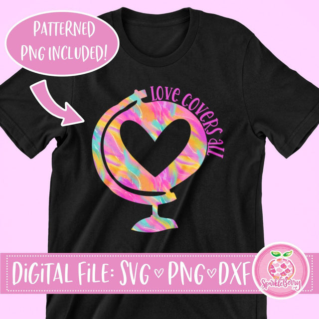 Love Covers All Globe SVG Cut File | Patterned PNG for Print SVG SparkleBerry 