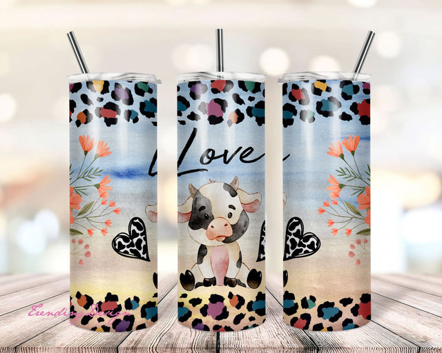 Love Cow 20 oz Skinny Tumbler PNG Sublimation Design Digital Download Sublimation TrendingDesign 