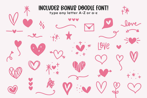 Love Day - Handwritten Font with Valentine's Doodles Font KA Designs 