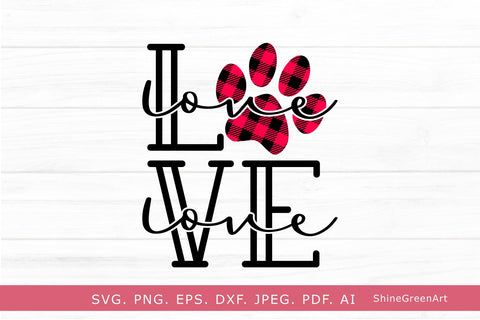 Love Dog Plaid Paw | Valentine's Day SVG Cut File SVG Shine Green Art 