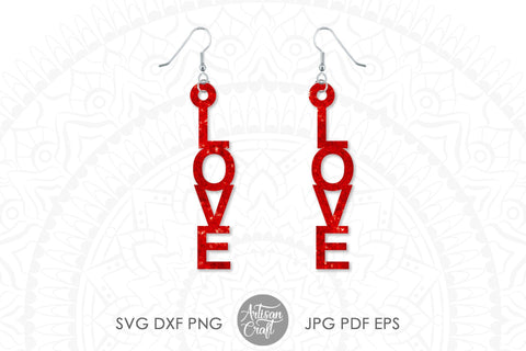 Love Earrings, Laser Cut File SVG Artisan Craft SVG 