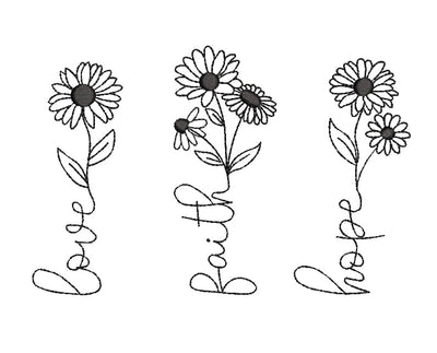 Love, faith, hope embroidery design, sunflower design, 5 sizes, instant download. Embroidery/Applique DESIGNS ArtEMByNatalia 
