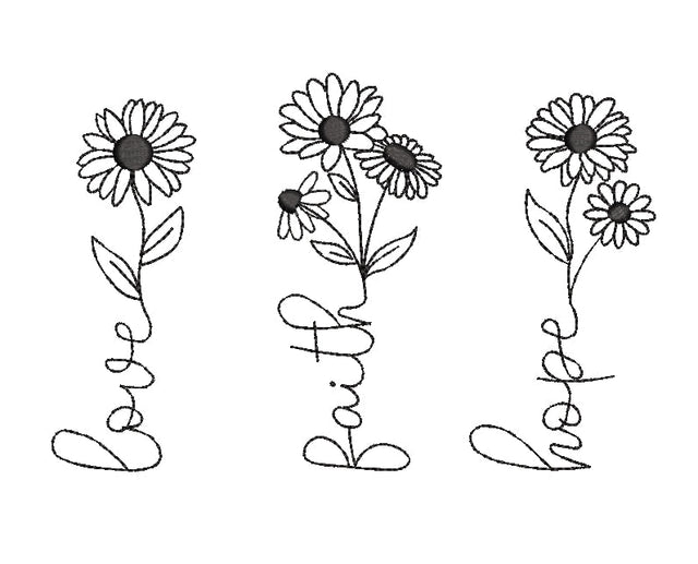 Love, faith, hope embroidery design, sunflower design, 5 sizes, instant download. Embroidery/Applique DESIGNS ArtEMByNatalia 