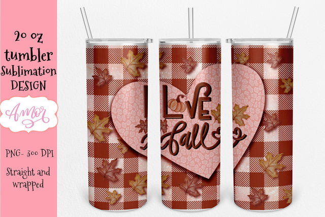 Love fall 20 oz tumbler sublimation design with flowers Sublimation Amorclipart 