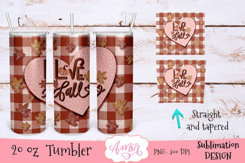 Love fall 20 oz tumbler sublimation design with flowers Sublimation Amorclipart 
