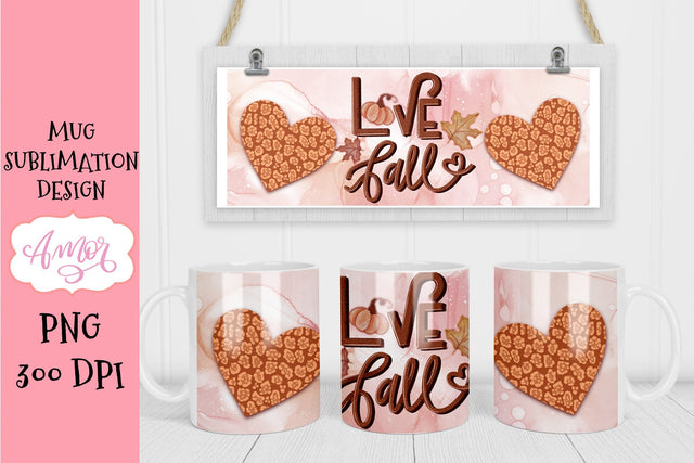 Love fall design for mug sublimation 11oz Sublimation Amorclipart 