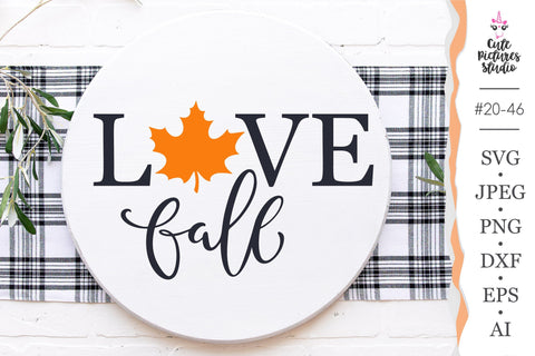 Love Fall Phrase SVG Cricut cut file SVG CutePicturesStudio 