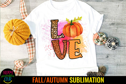 Love Fall Sublimation I Fall Pumpkin Love Sublimation Design Sublimation Happy Printables Club 